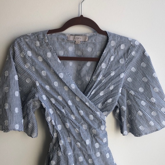 LOFT Tops - Light blue wrap tie blouse
